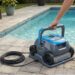 A cordless pool cleaner in a tidy residential poolside setting designed for easy everyday use